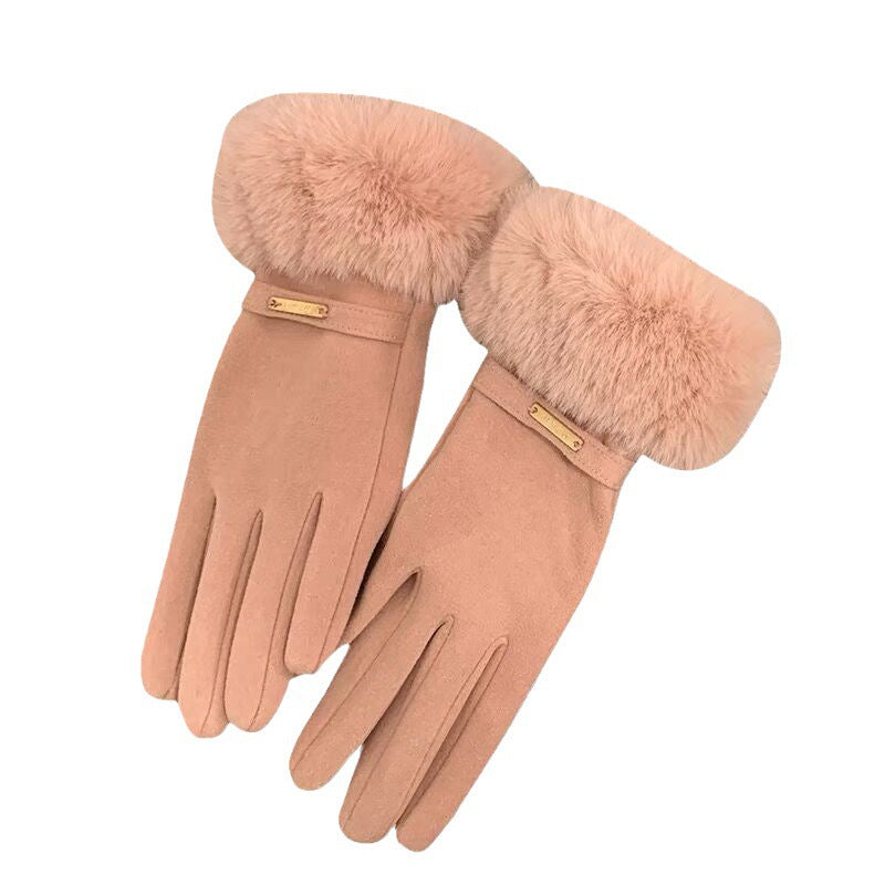 Gloves Winter Women Fleece-lined Thickened