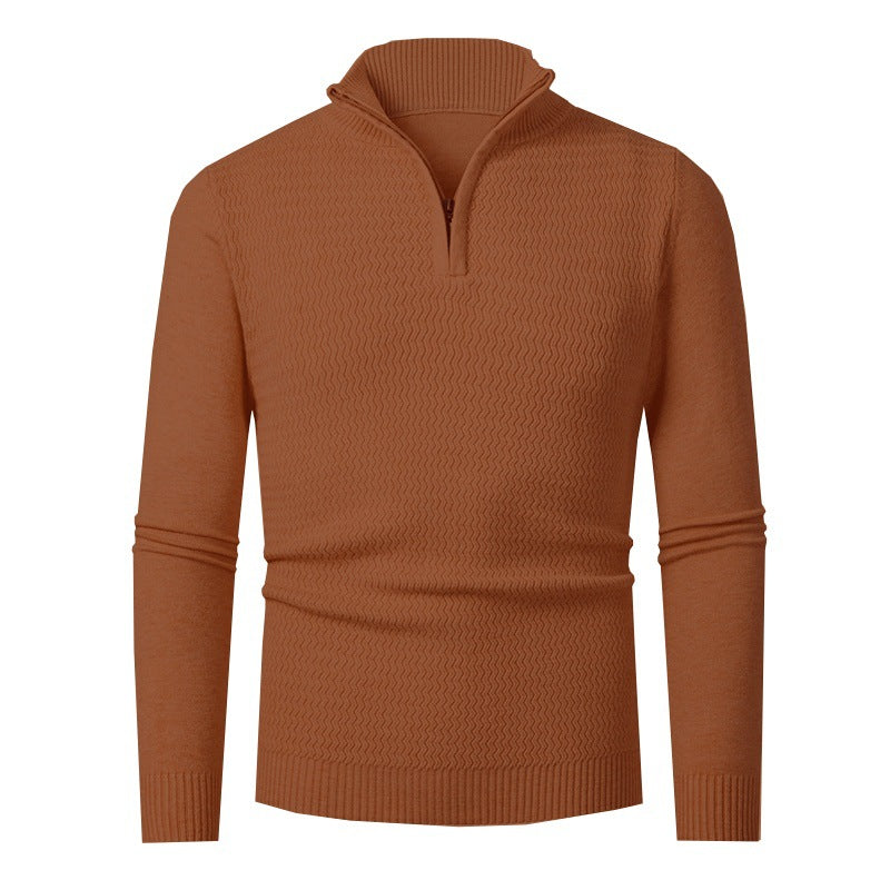 Men's Solid Color Half Zipper Sweater