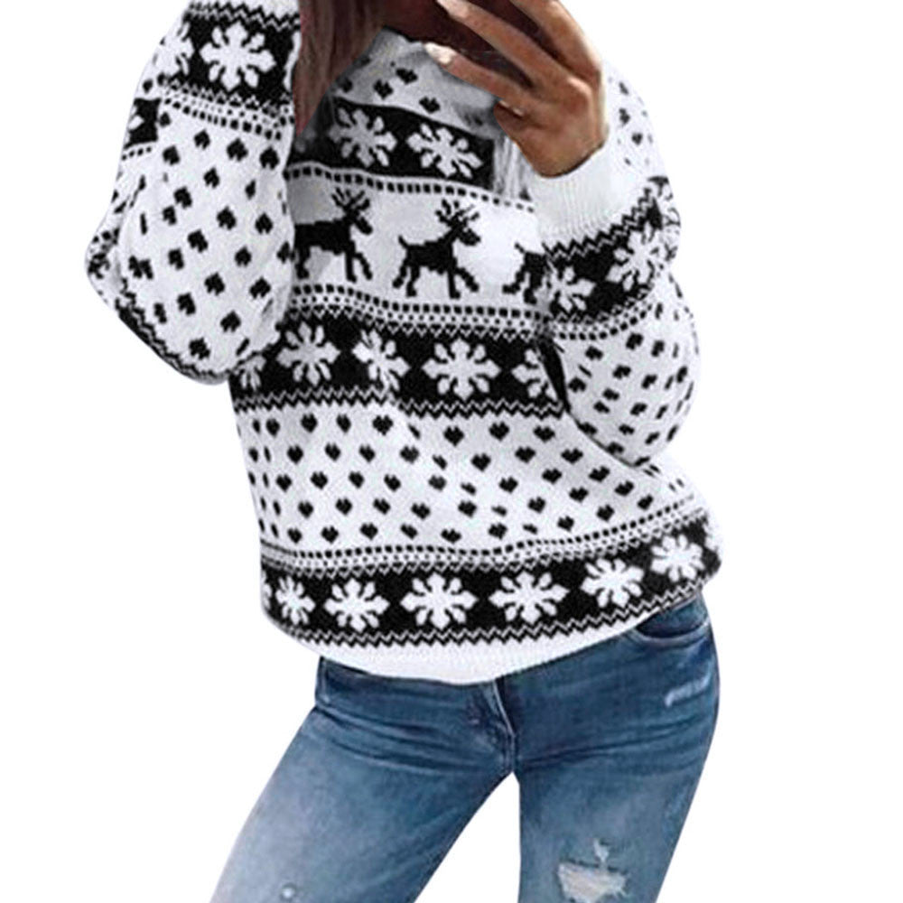 Fashion Tops Knit Christmas Snow Jumper Womens