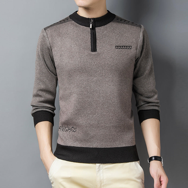 Half-high Collar Zipper Middle-aged Cardigan