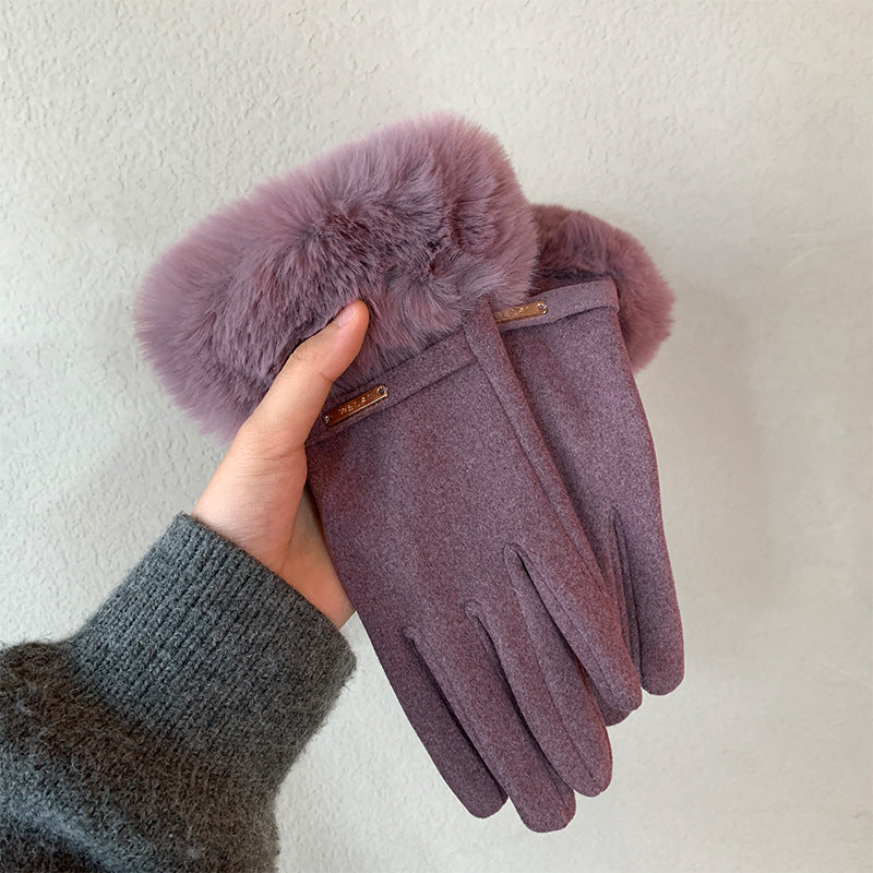 Gloves Winter Women Fleece-lined Thickened