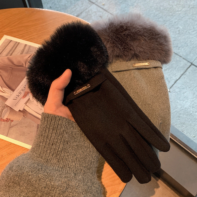 Gloves Winter Women Fleece-lined Thickened