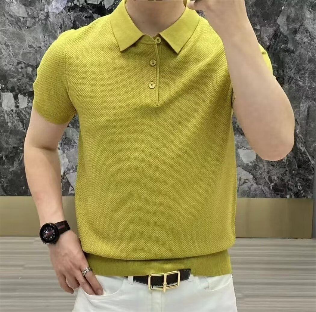 Polo Collar Polo Shirt Knitted Short Sleeve