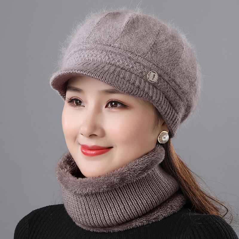 Women’s Versatile Wool & Rabbit Fur Winter Cap