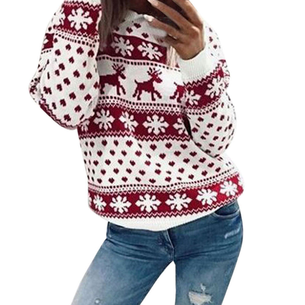 Fashion Tops Knit Christmas Snow Jumper Womens