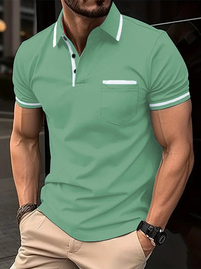 Polo Shirt Button Pocket Men's