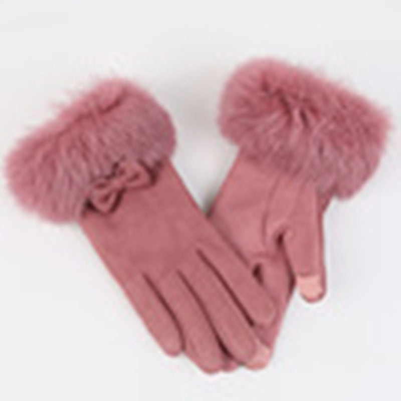 Velvet Suede Gloves For Women