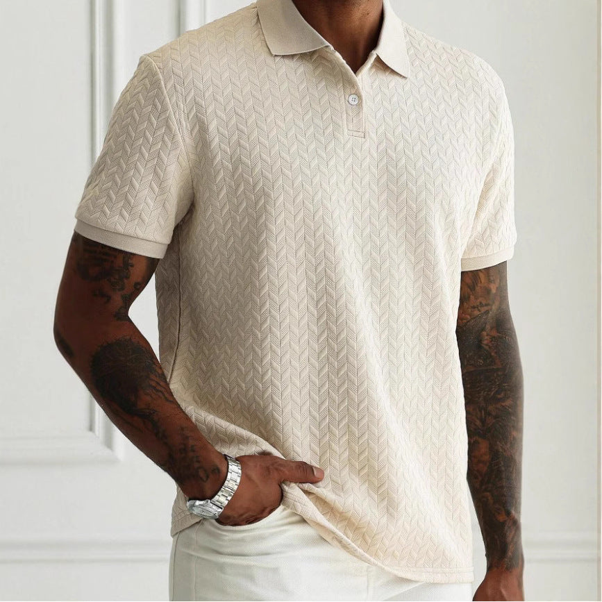 Front Button Short Sleeve Simple Polo Shirt