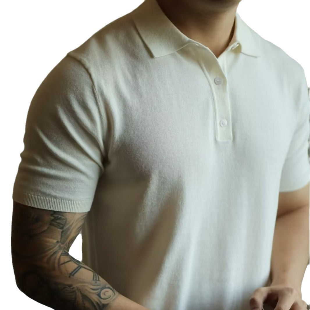 Polo Collar Polo Shirt Knitted Short Sleeve