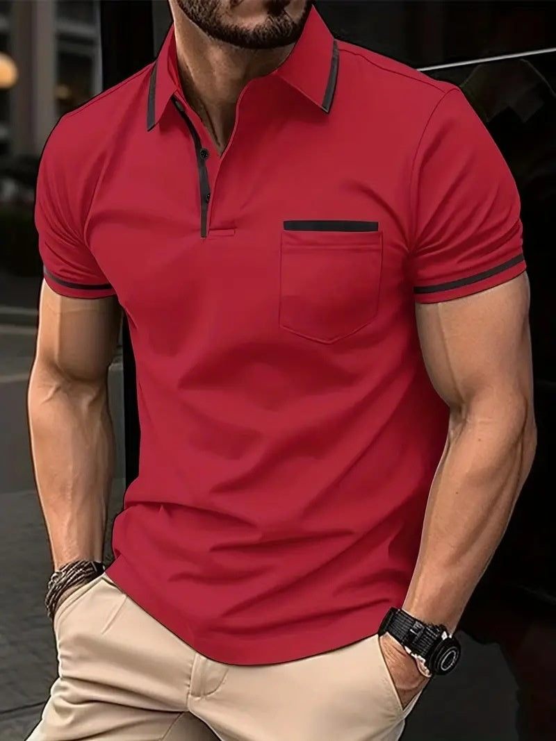 Polo Shirt Button Pocket Men's