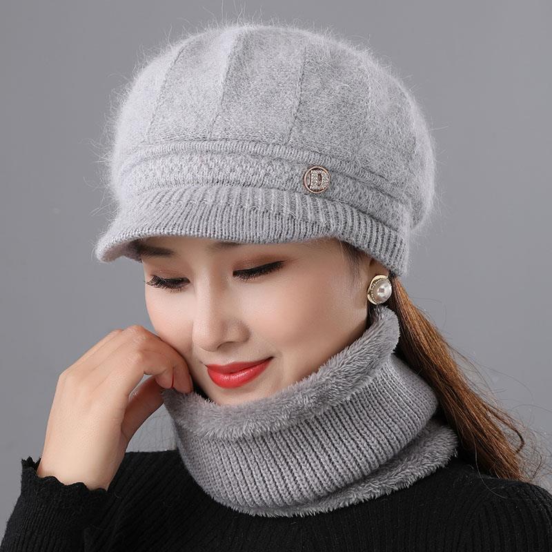 Women’s Versatile Wool & Rabbit Fur Winter Cap