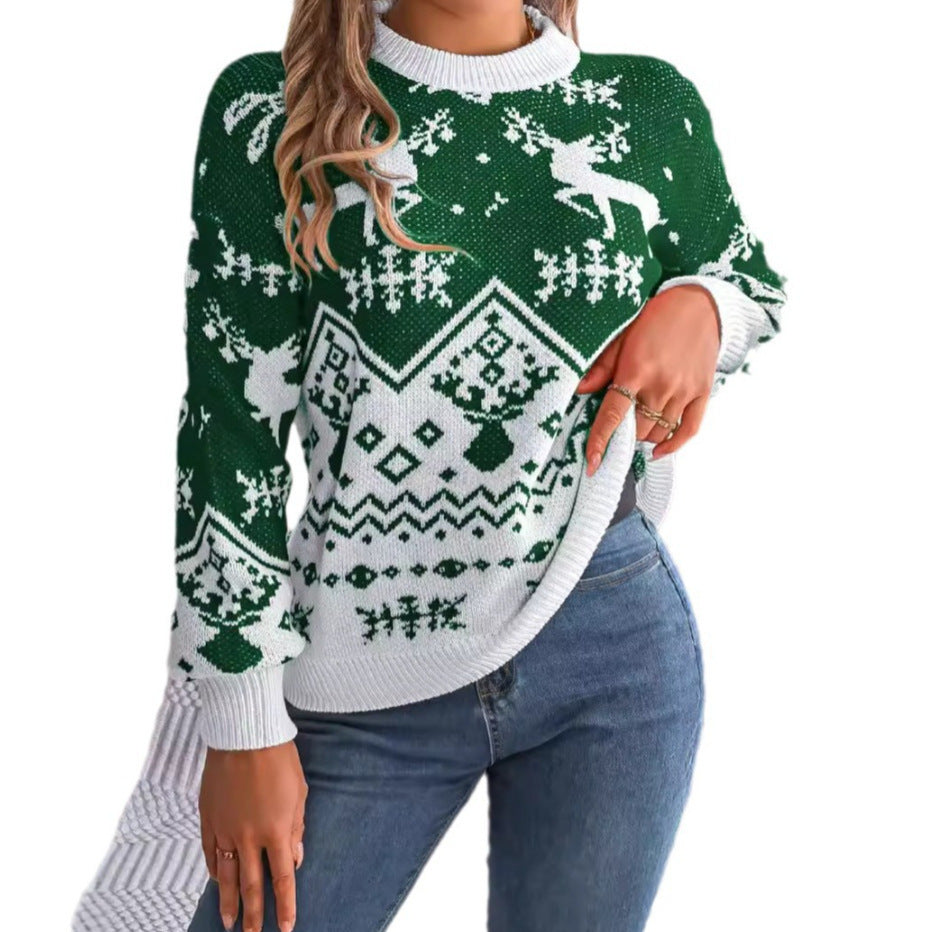 Christmas Casual Deer Pattern Long Sleeve