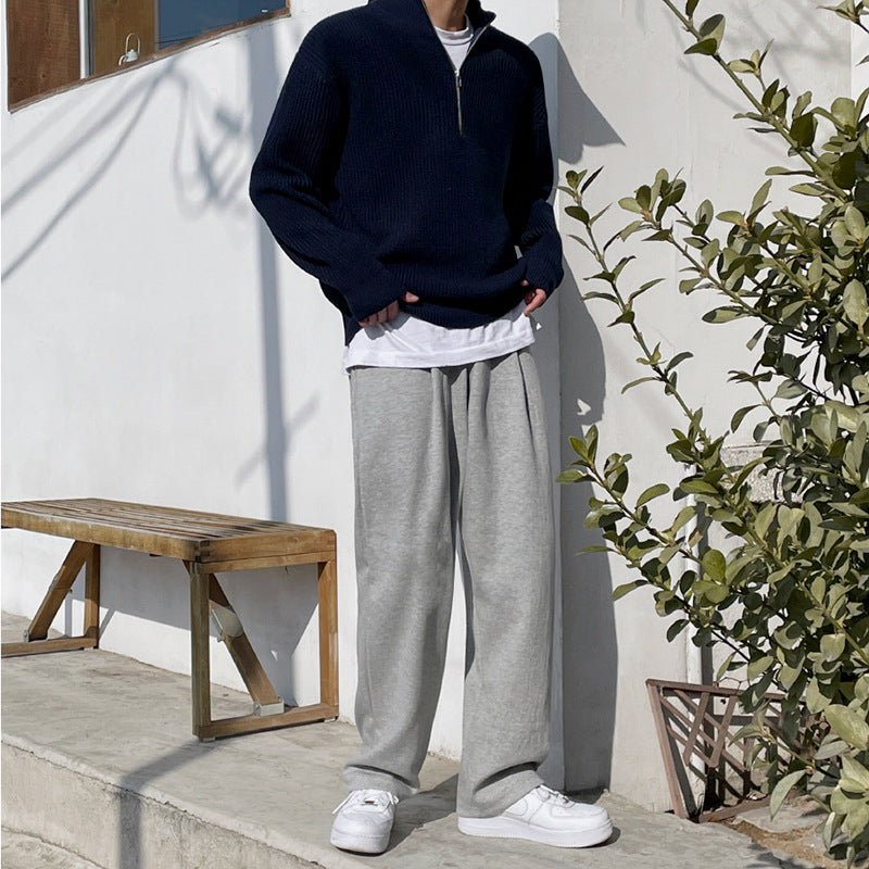 Half Turtleneck Zipper Sweater Men's Knitwear Coat