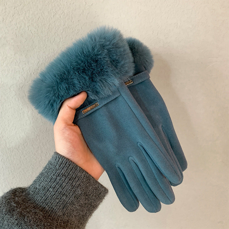 Gloves Winter Women Fleece-lined Thickened