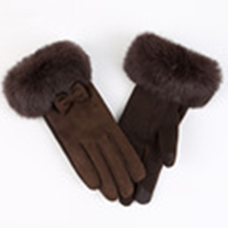 Velvet Suede Gloves For Women