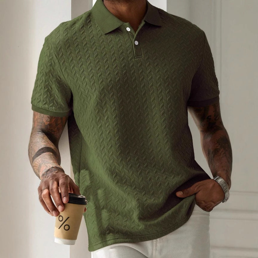 Front Button Short Sleeve Simple Polo Shirt