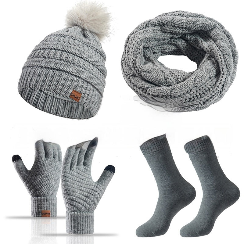 Winter Female Cap Scarf Gloves And Socks
