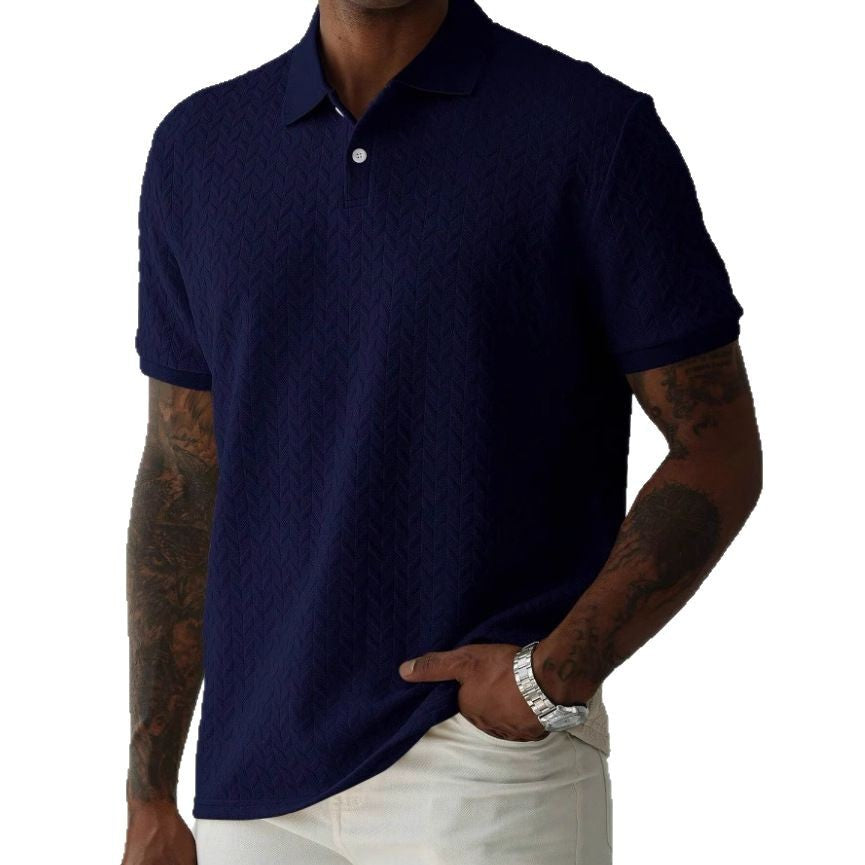 Front Button Short Sleeve Simple Polo Shirt