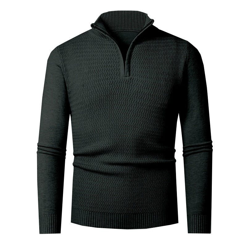 Men's Solid Color Half Zipper Sweater