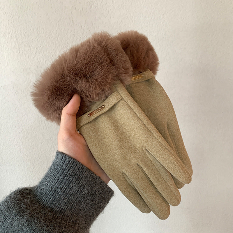 Gloves Winter Women Fleece-lined Thickened