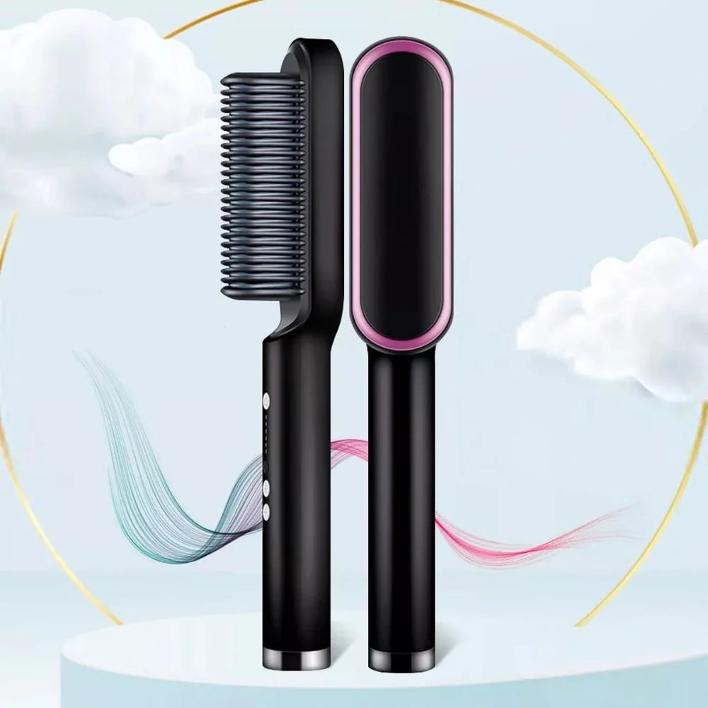 3-in-1 Electric Hair Straightening Brush – 120/220V