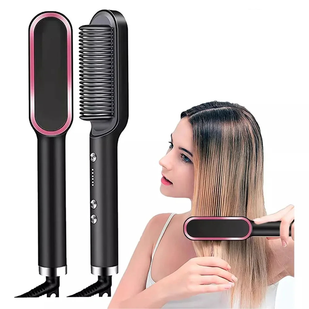 3-in-1 Electric Hair Straightening Brush – 120/220V