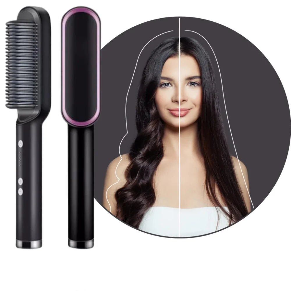 3-in-1 Electric Hair Straightening Brush – 120/220V