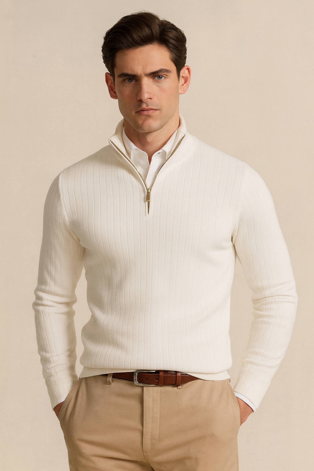 Men's Half-high Collar Zipper Sweater