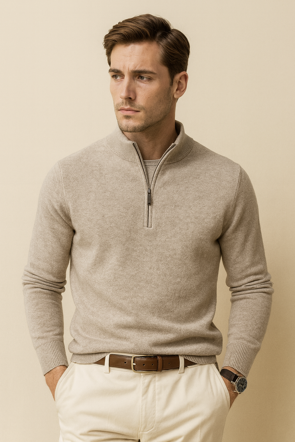 Casual Half Zipper Thermal Knitwear Coat