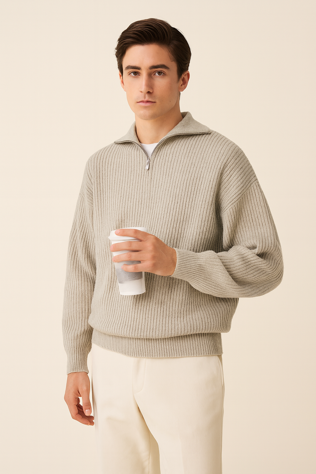 Pullover Men's Half Turtleneck Zipper Pullover