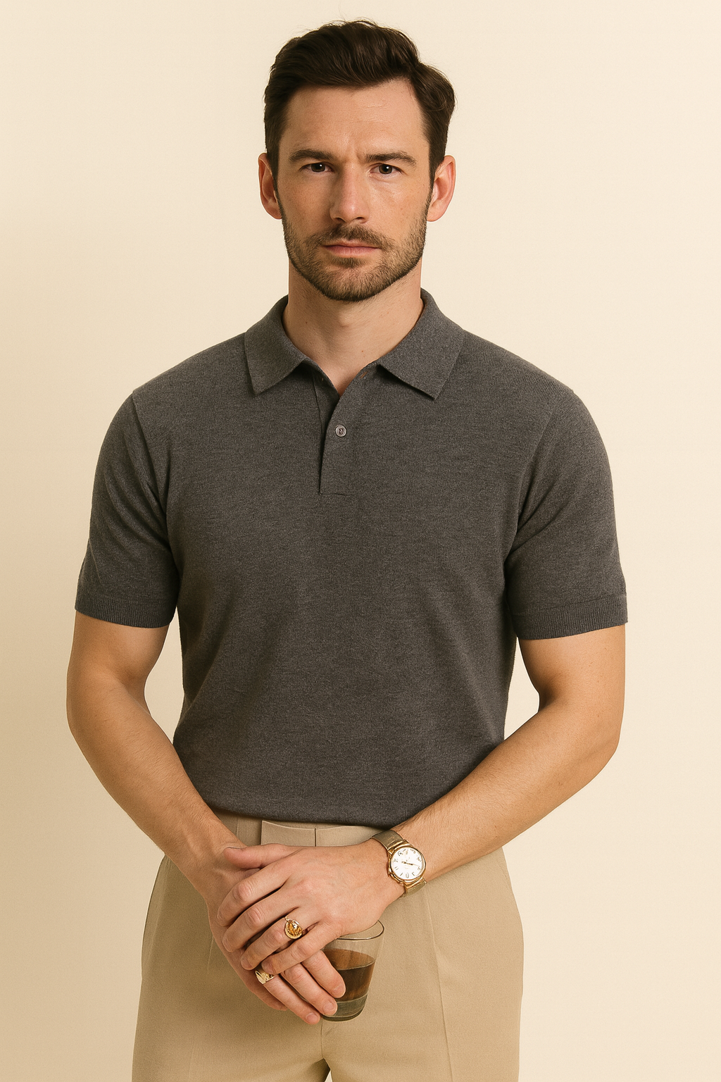 Polo Collar Polo Shirt Knitted Short Sleeve