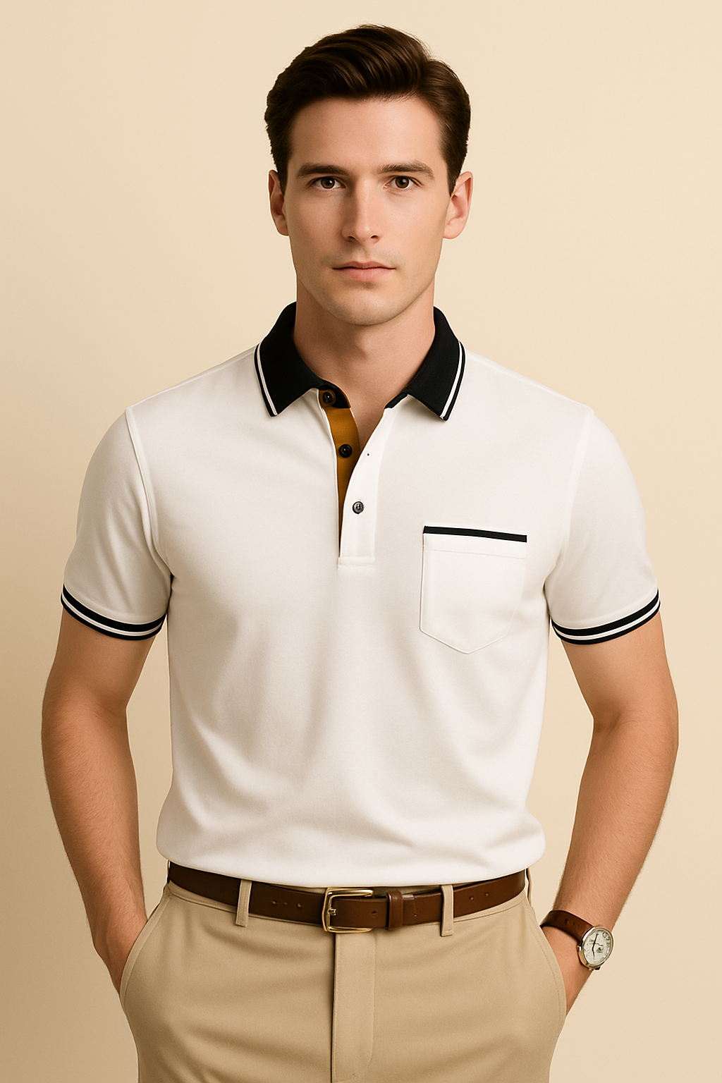 Polo Shirt Button Pocket Men's