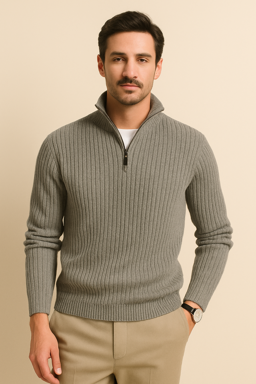 Polo Zip High Neck Men's Polo Shirt