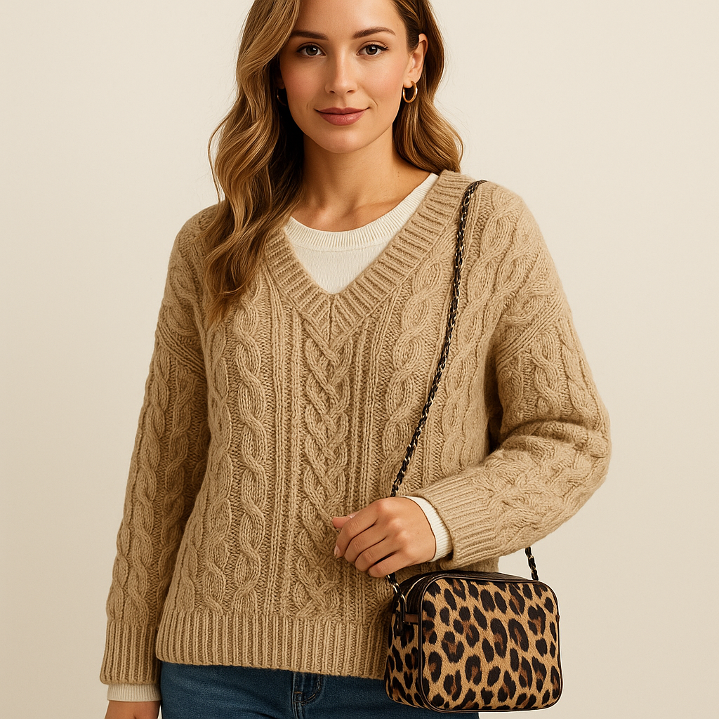 Linen Pattern Sweater Casual Knit Sweater