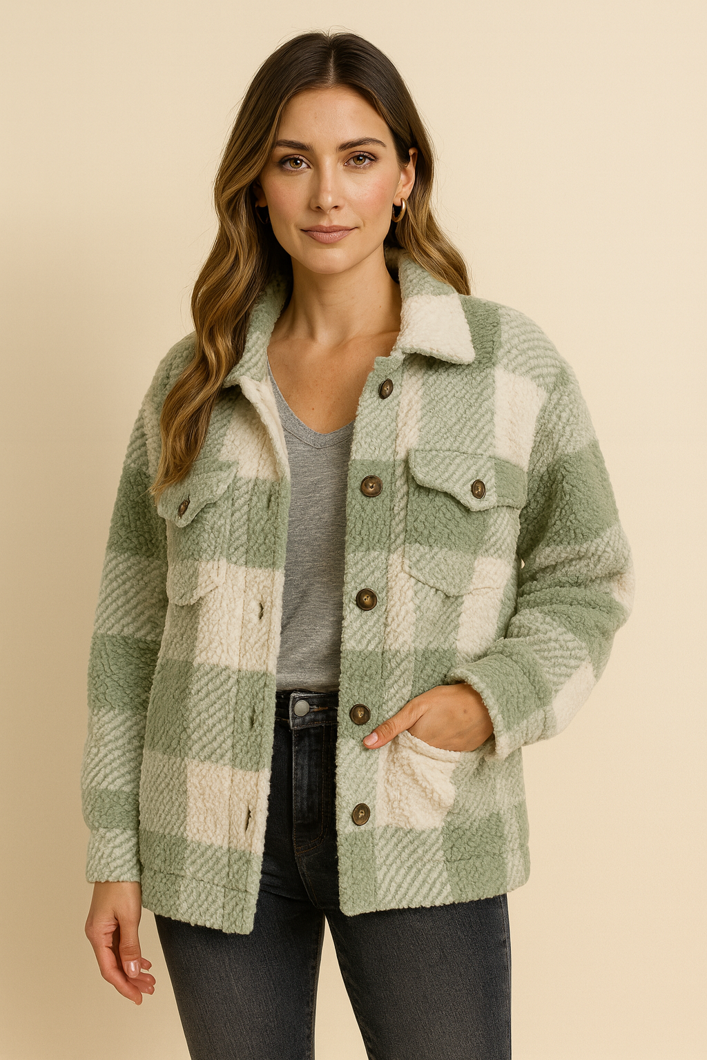 Lamb Fleece Jacket Button Fleece Jacket