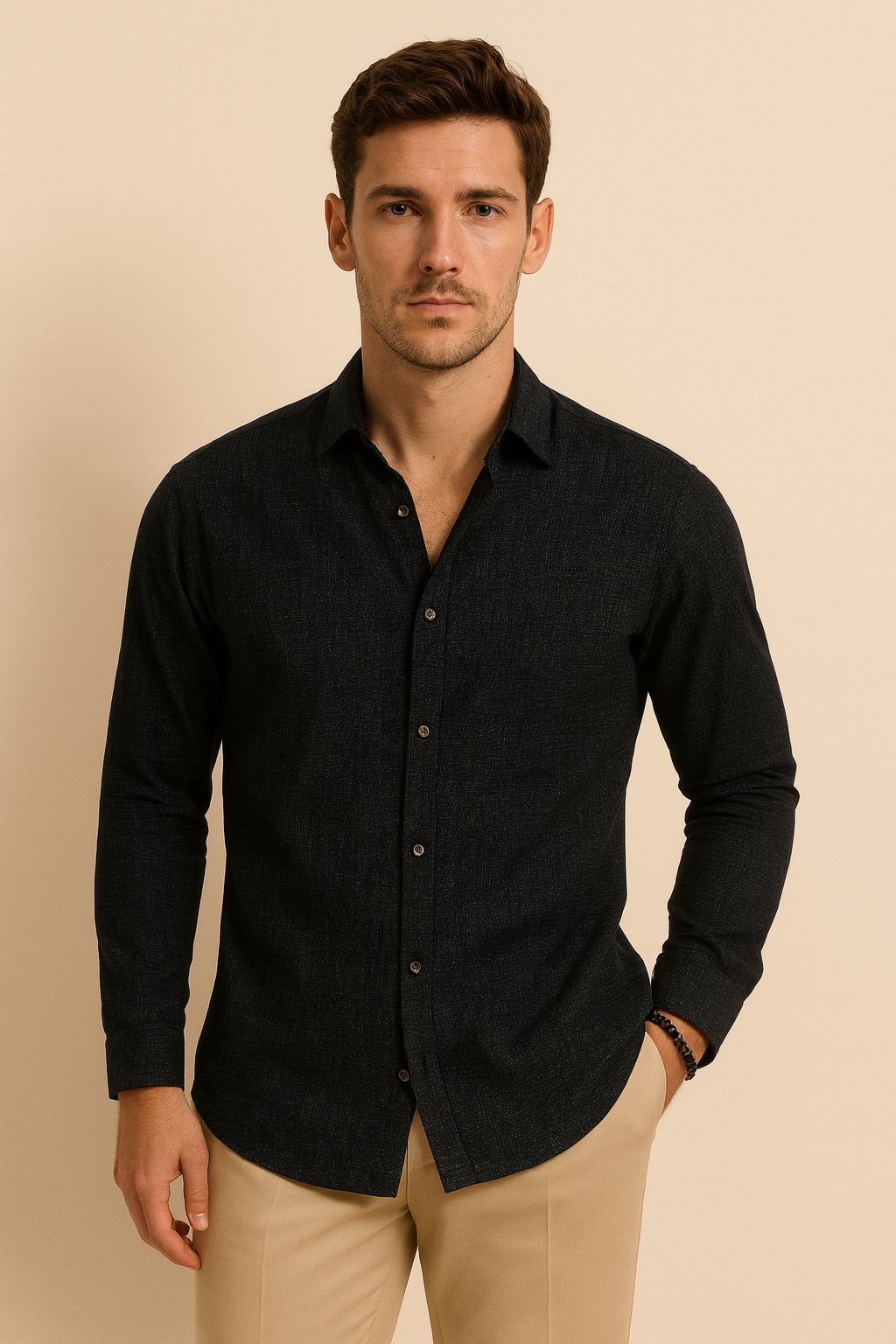 Men's linen long-sleeved