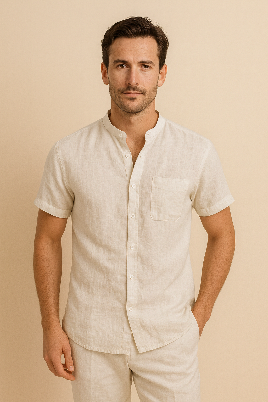 Summer linen short-sleeved shirt