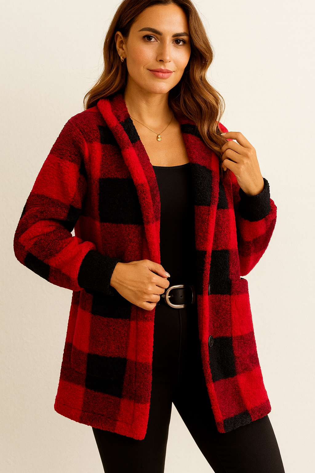 Loose Plaid Sweater Cardigan