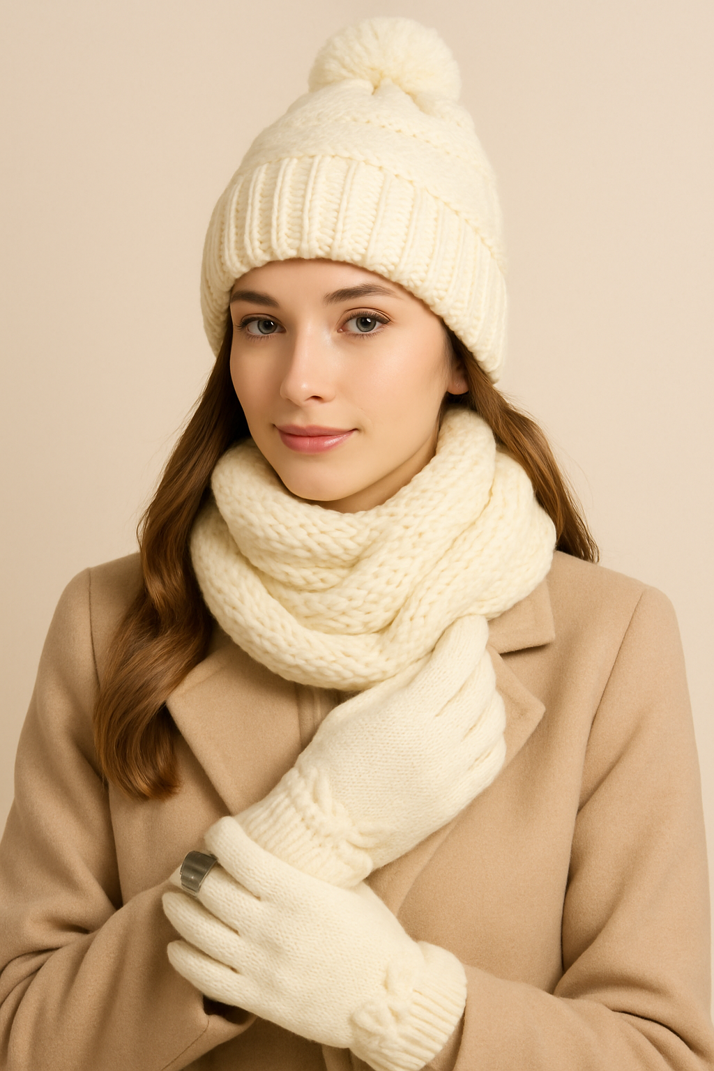 Winter Female Cap Scarf Gloves And Socks