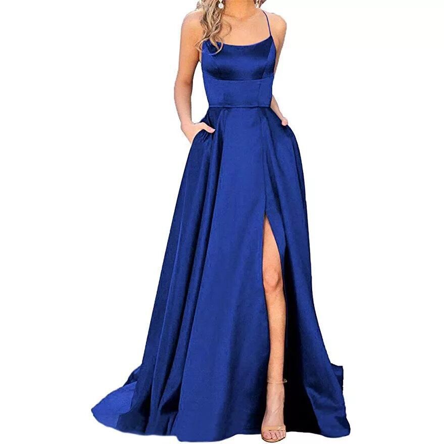 2023 solid color European and American bridesmaid dress long