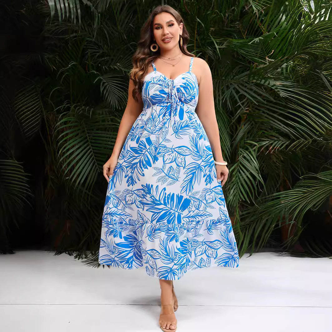 Plus size suspender dress 2024 summer