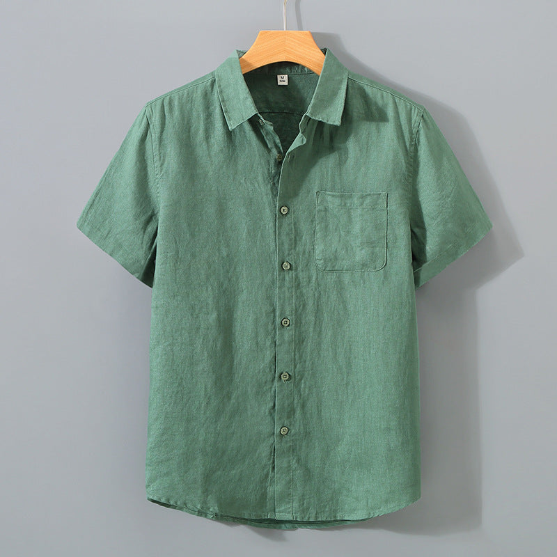 Summer linen short-sleeved shirt