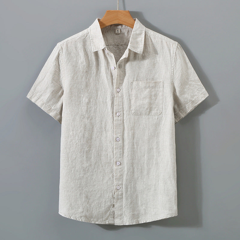 Summer linen short-sleeved shirt