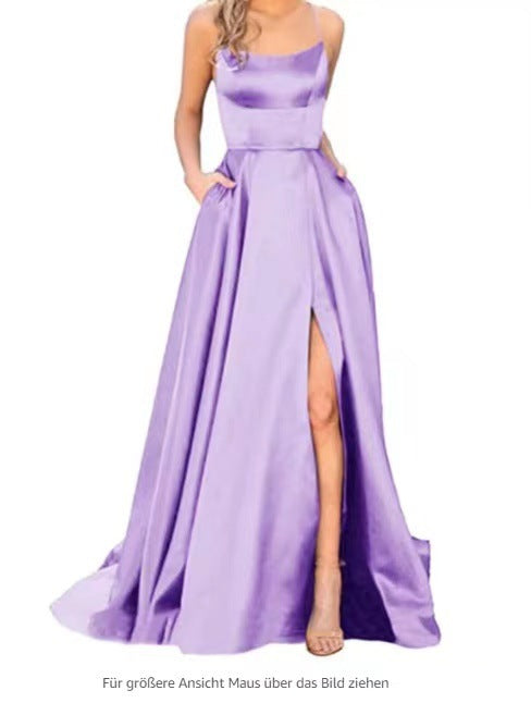 2023 solid color European and American bridesmaid dress long
