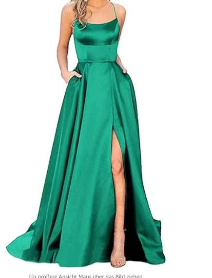 2023 solid color European and American bridesmaid dress long