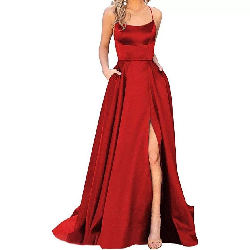 2023 solid color European and American bridesmaid dress long