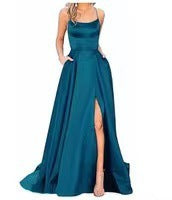 2023 solid color European and American bridesmaid dress long