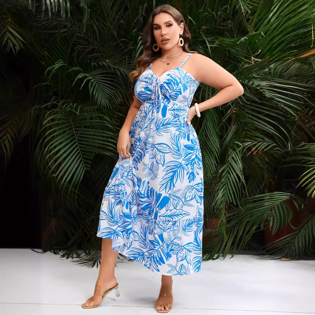 Plus size suspender dress 2024 summer