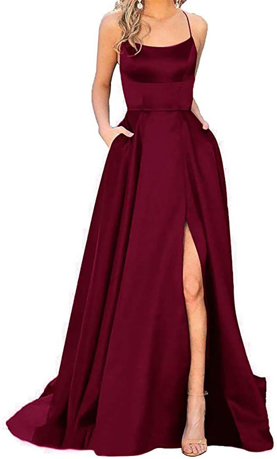 2023 solid color European and American bridesmaid dress long
