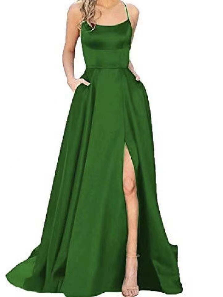 2023 solid color European and American bridesmaid dress long